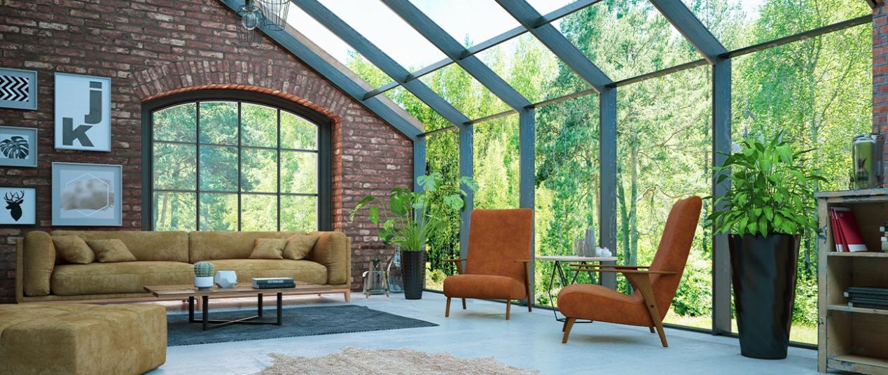 indoor light, open living space with greenery